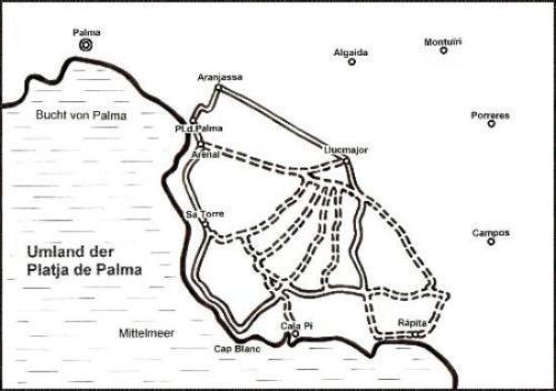 Viele spezielle Radstraßen südlich von Llucmajor